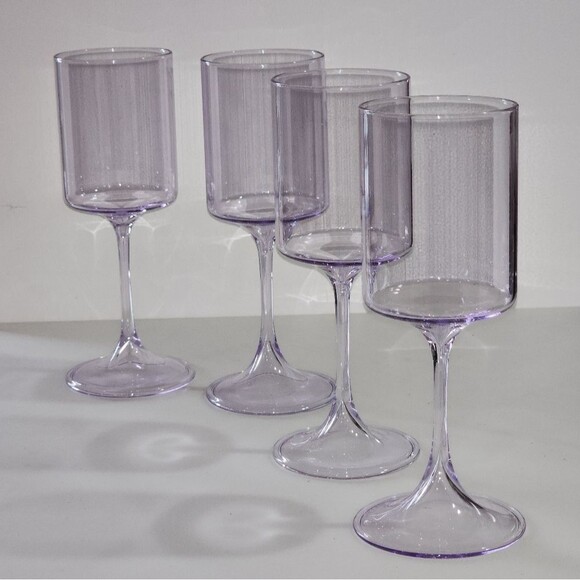 Rachel Zoe Purple Clear Wine Glass‎ 12oz Set of 4 - Picture 10 of 16